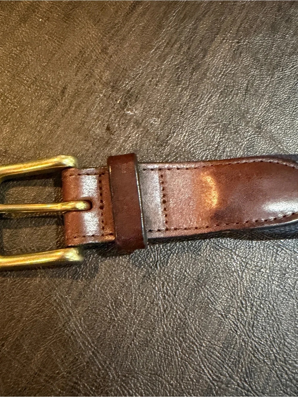 Vineyard Vines Pheasant Leather Canvas Brown Men’s Belt Brass Buckle Sz 34